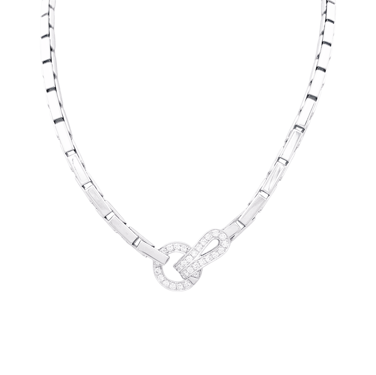 Collier Cartier "Agrafe" en or blanc et diamants. - Maison Eloe