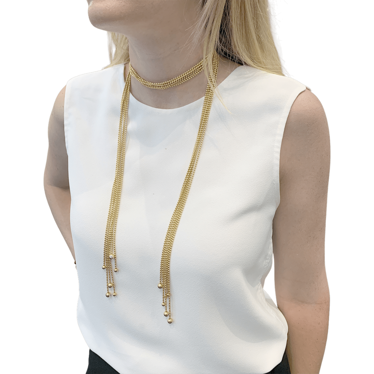 Collier Cartier, "Draperie", or jaune, diamants. - Maison Eloe