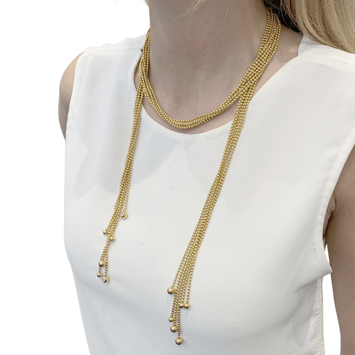 Collier Cartier, "Draperie", or jaune, diamants. - Maison Eloe