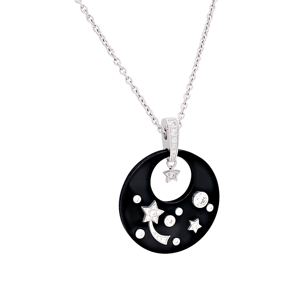 Chanel "Cosmique" necklace in white gold, ceramic, and diamonds.