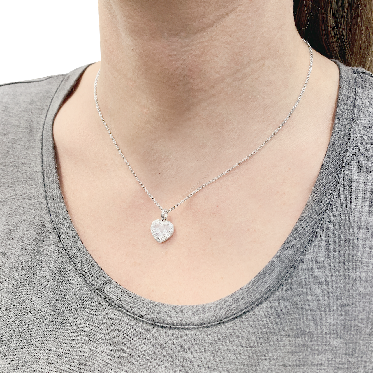 Chopard “Happy Diamonds Icons” necklace in white gold, diamonds.