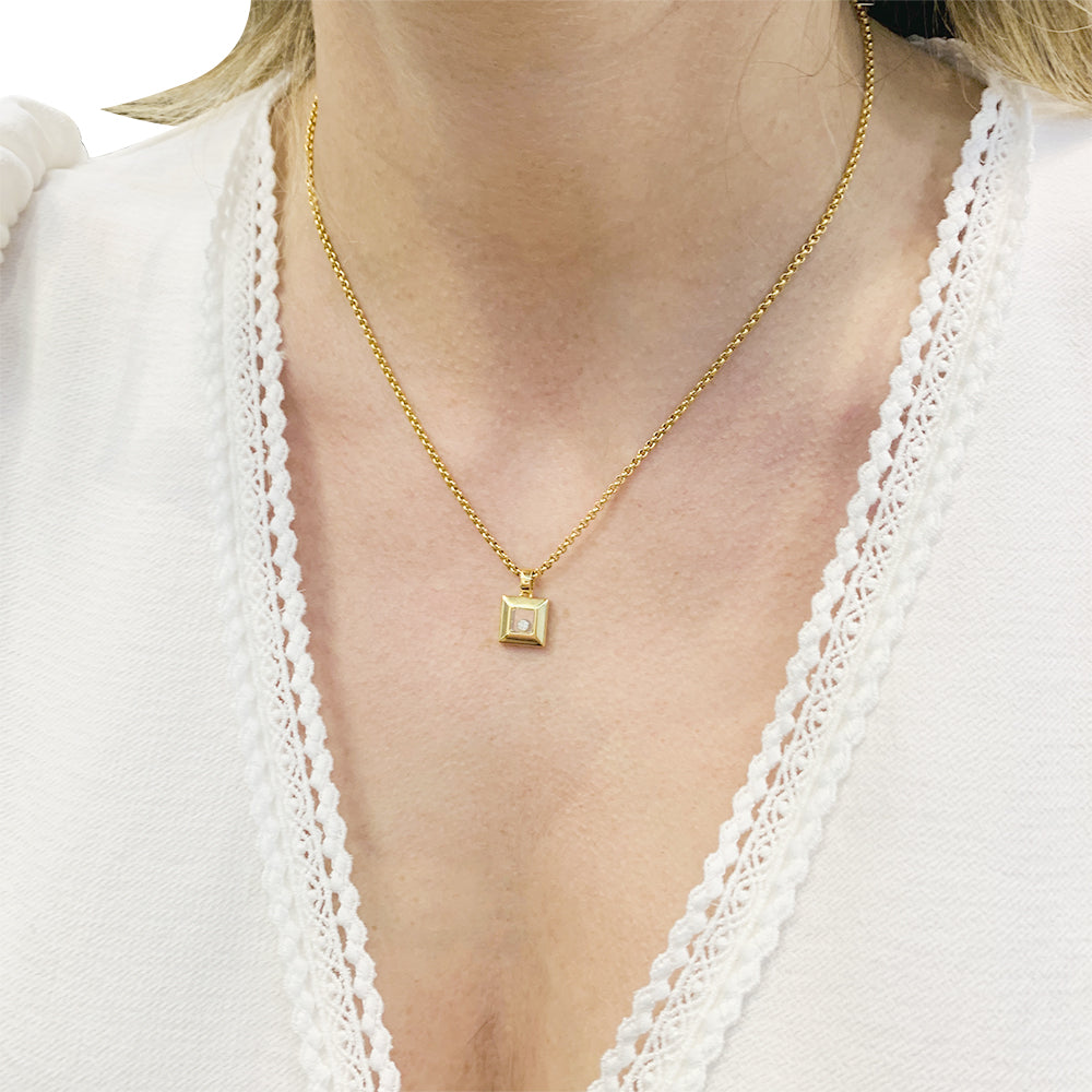 Chopard necklace, "Happy Square Diamond", yellow gold, diamond.