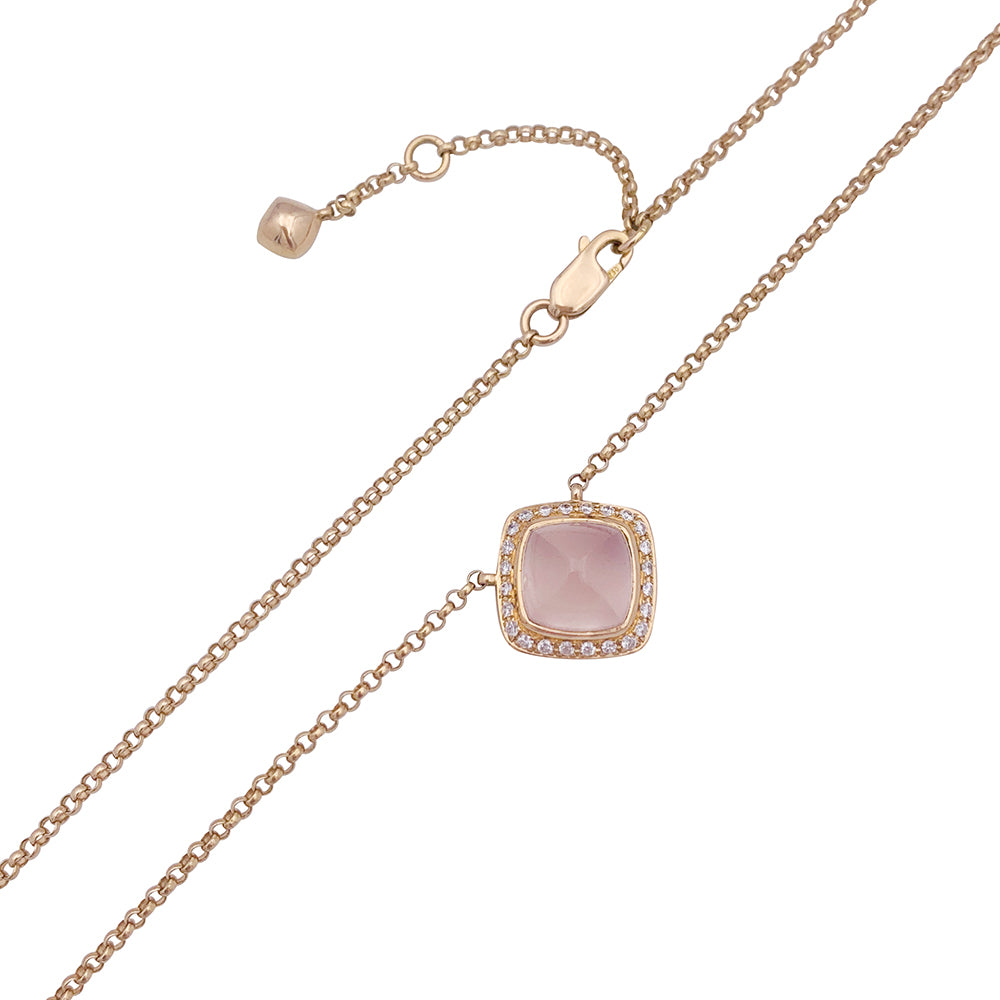 Fred "Sugar Loaf" necklace in rose gold, rose quartz, and diamonds.