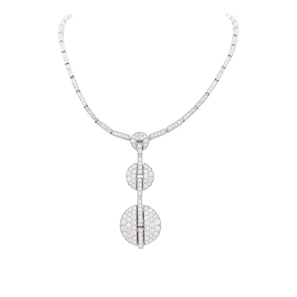 Collier Haute Joaillerie Cartier "Himalia" or blanc, diamants. - Maison Eloe