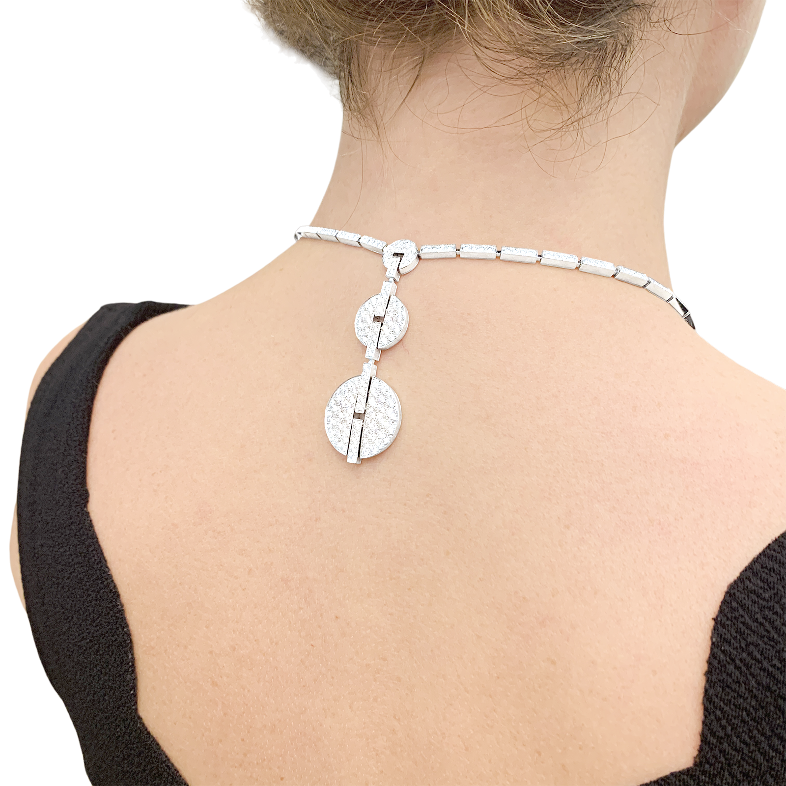 Cartier "Himalia" High Jewelry necklace in white gold and diamonds.