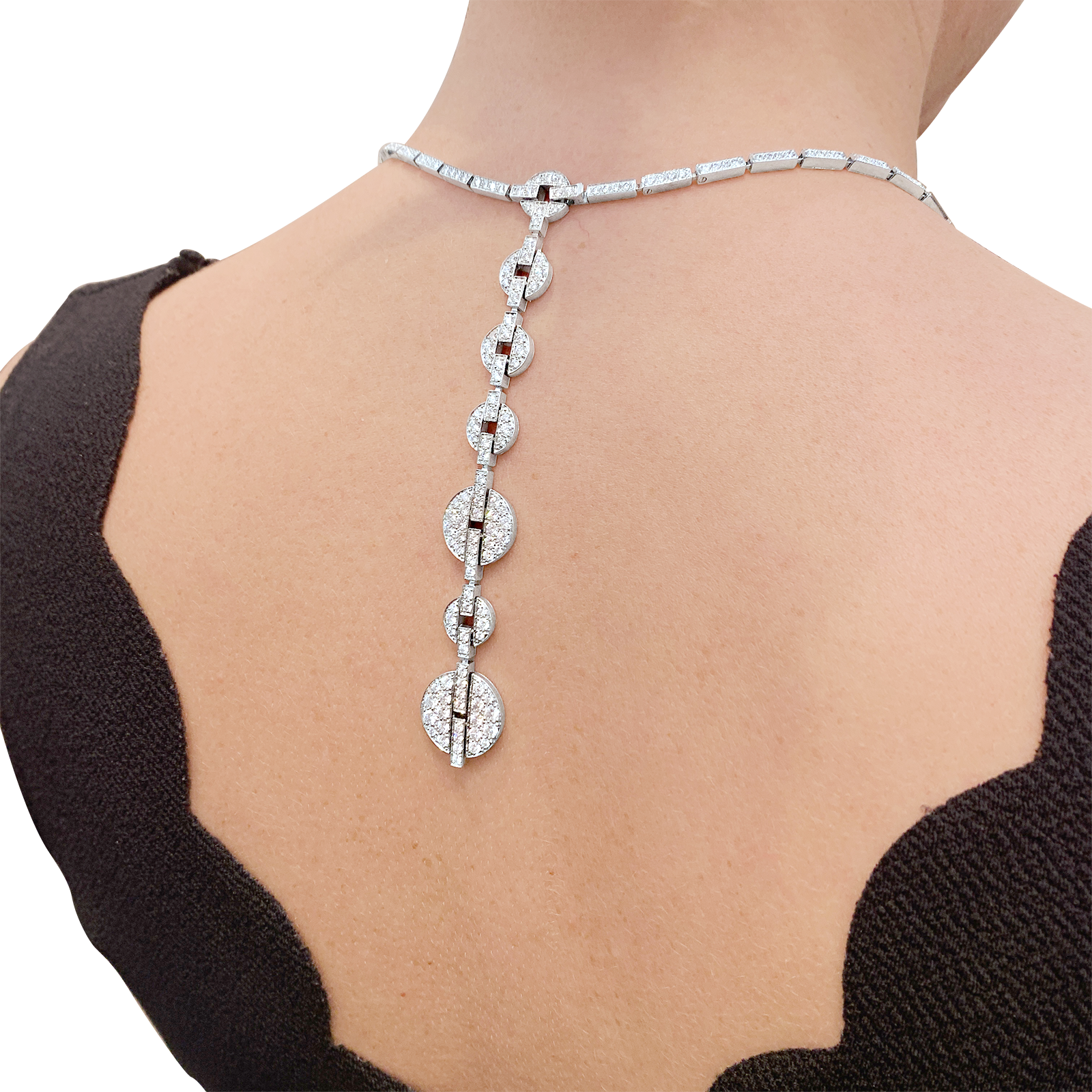 Cartier "Himalia" High Jewelry necklace in white gold and diamonds.