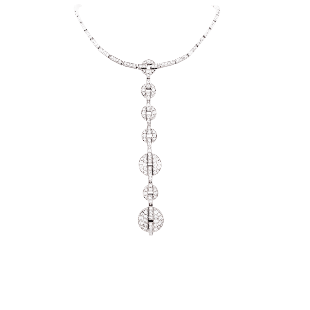Collier Haute Joaillerie Cartier "Himalia" or blanc, diamants. - Maison Eloe