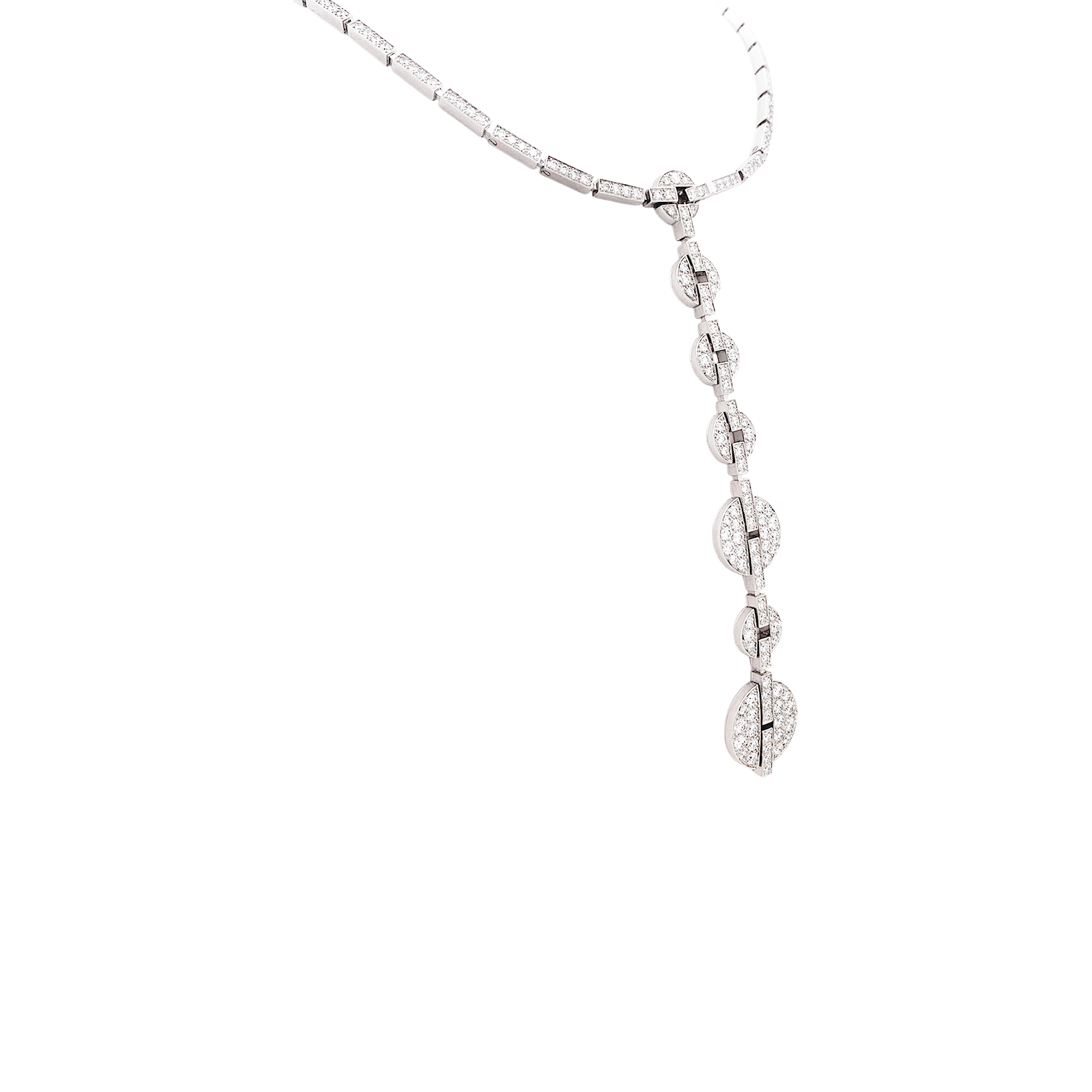 Cartier "Himalia" High Jewelry necklace in white gold and diamonds.