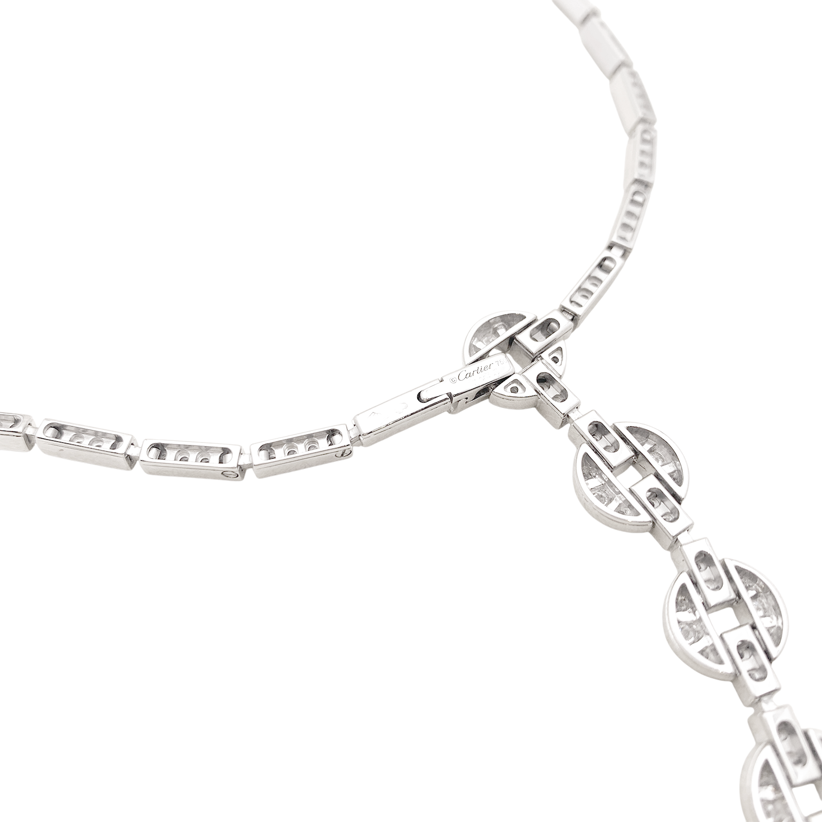 Cartier "Himalia" High Jewelry necklace in white gold and diamonds.