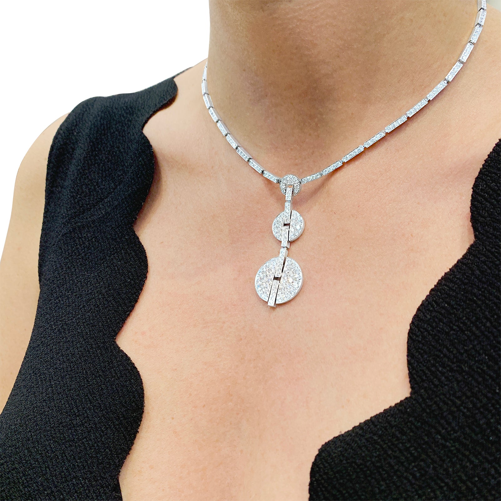 Cartier "Himalia" High Jewelry necklace in white gold and diamonds.