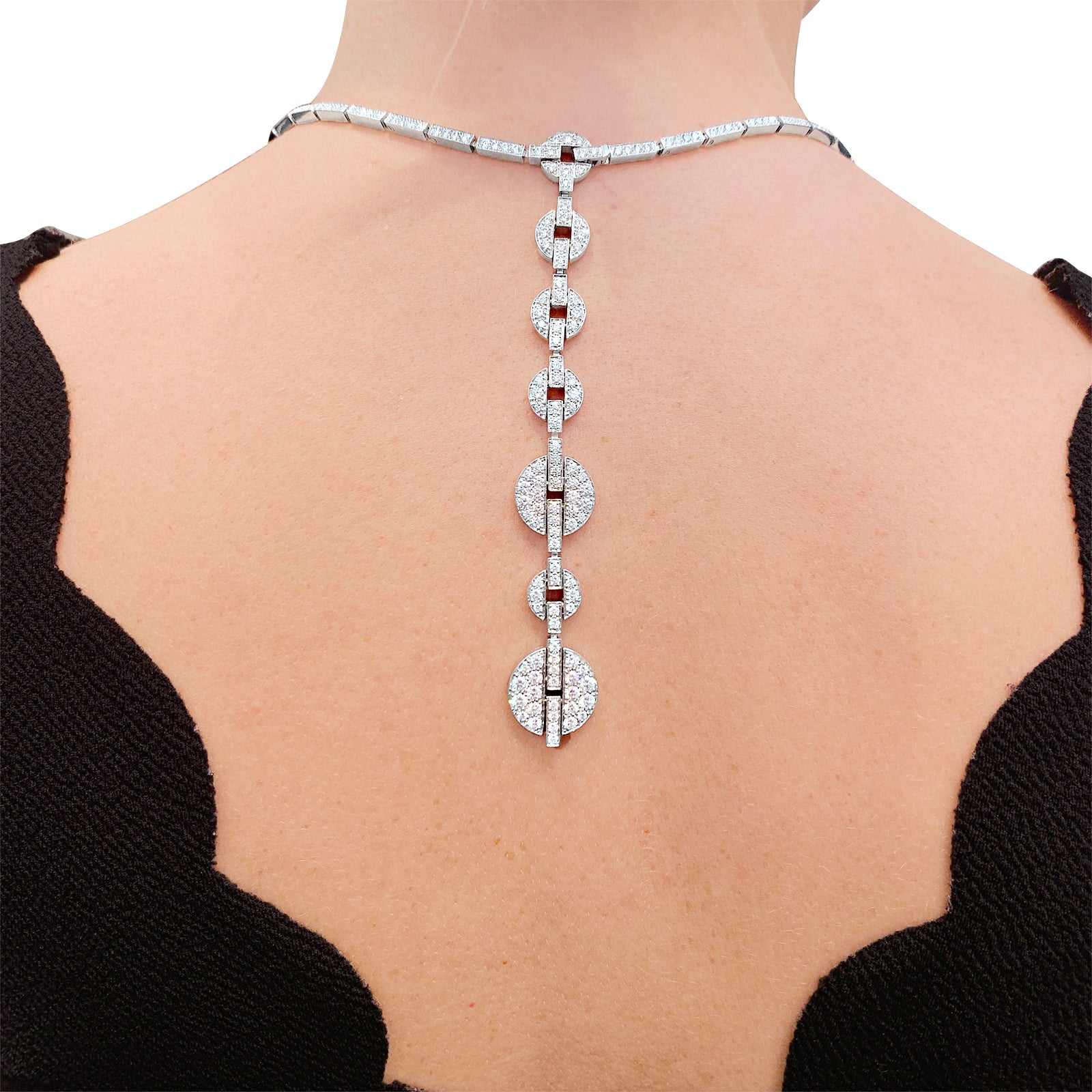 Cartier "Himalia" High Jewelry necklace in white gold and diamonds.