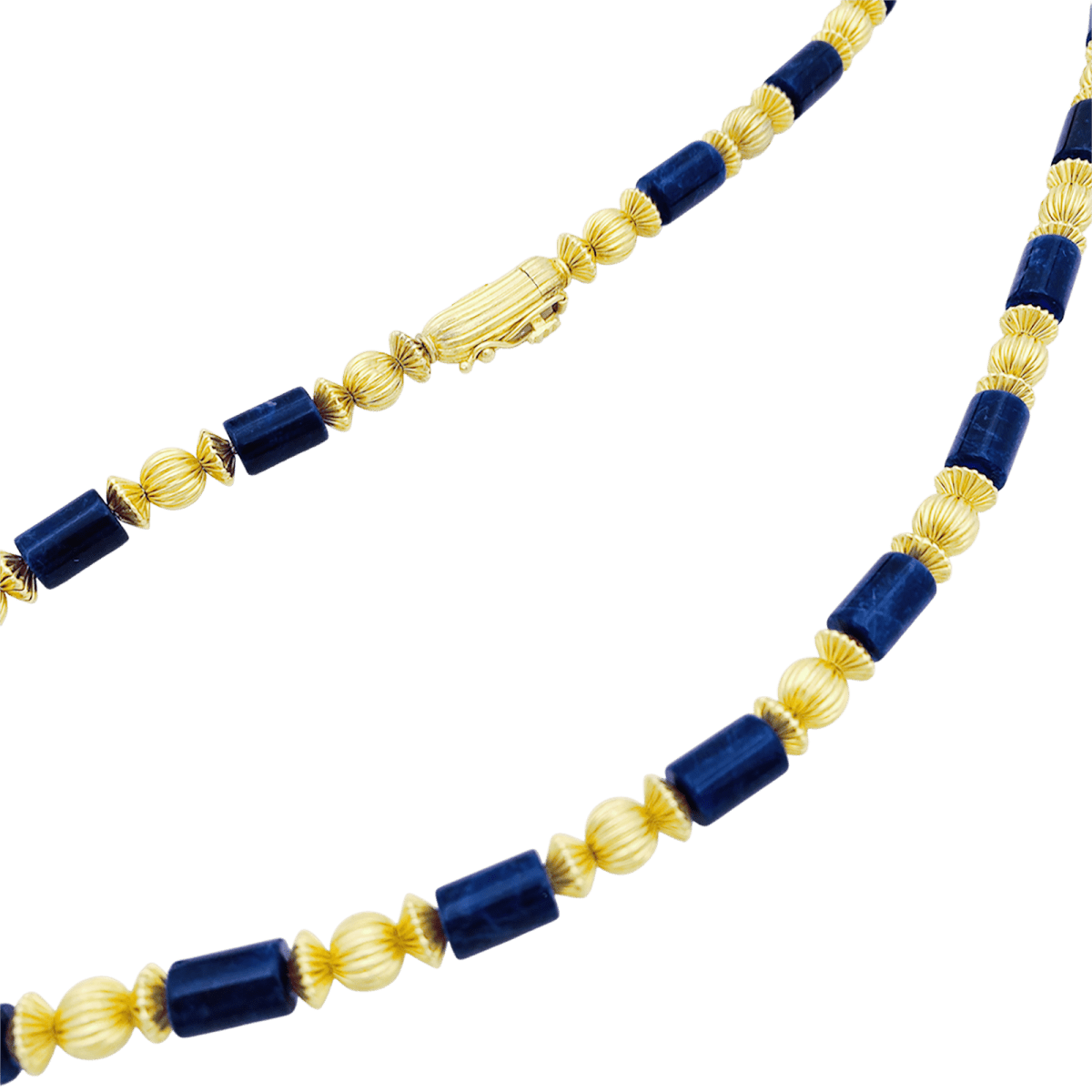 Collier Lalaounis, or jaune, sodalites. - Maison Eloe