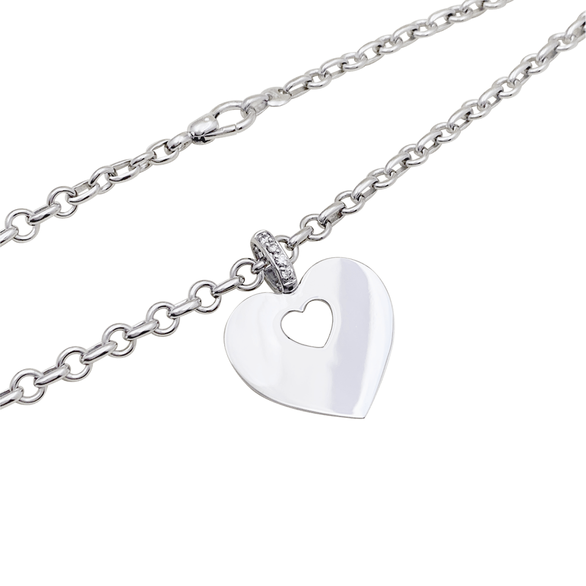 Collier Poiray "Coeur Secret" or blanc, diamants. - Maison Eloe