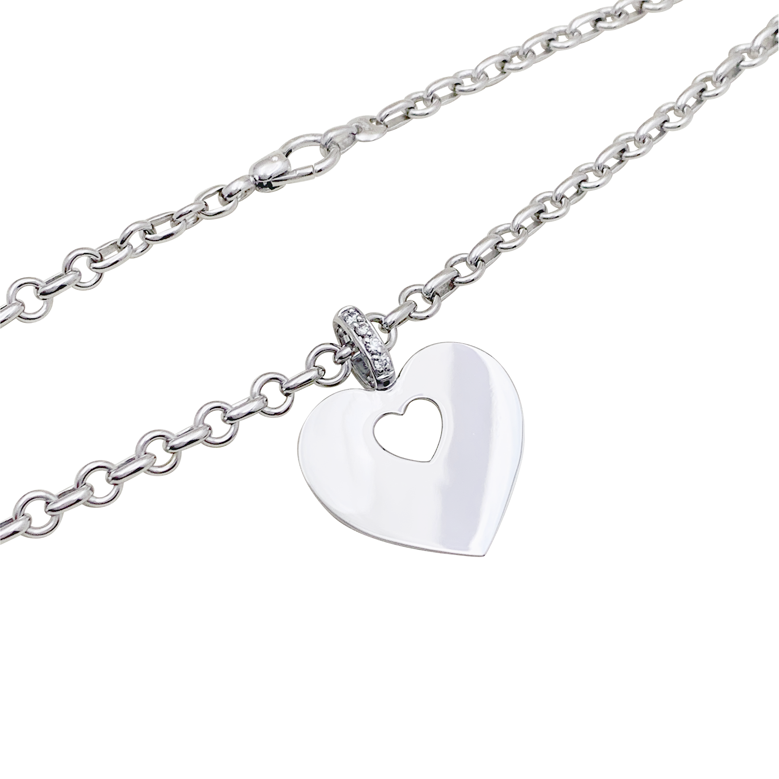 Poiray "Coeur Secret" necklace in white gold and diamonds.