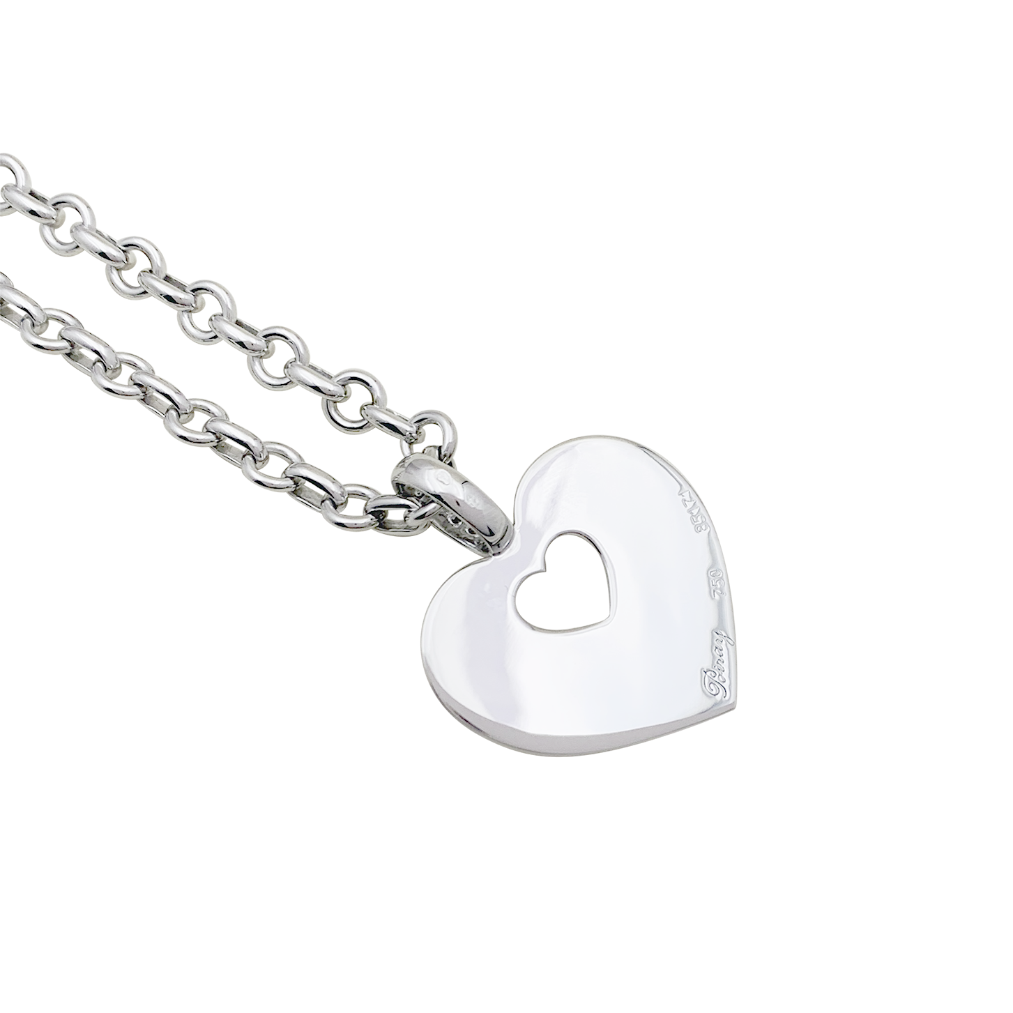 Poiray "Coeur Secret" necklace in white gold and diamonds.