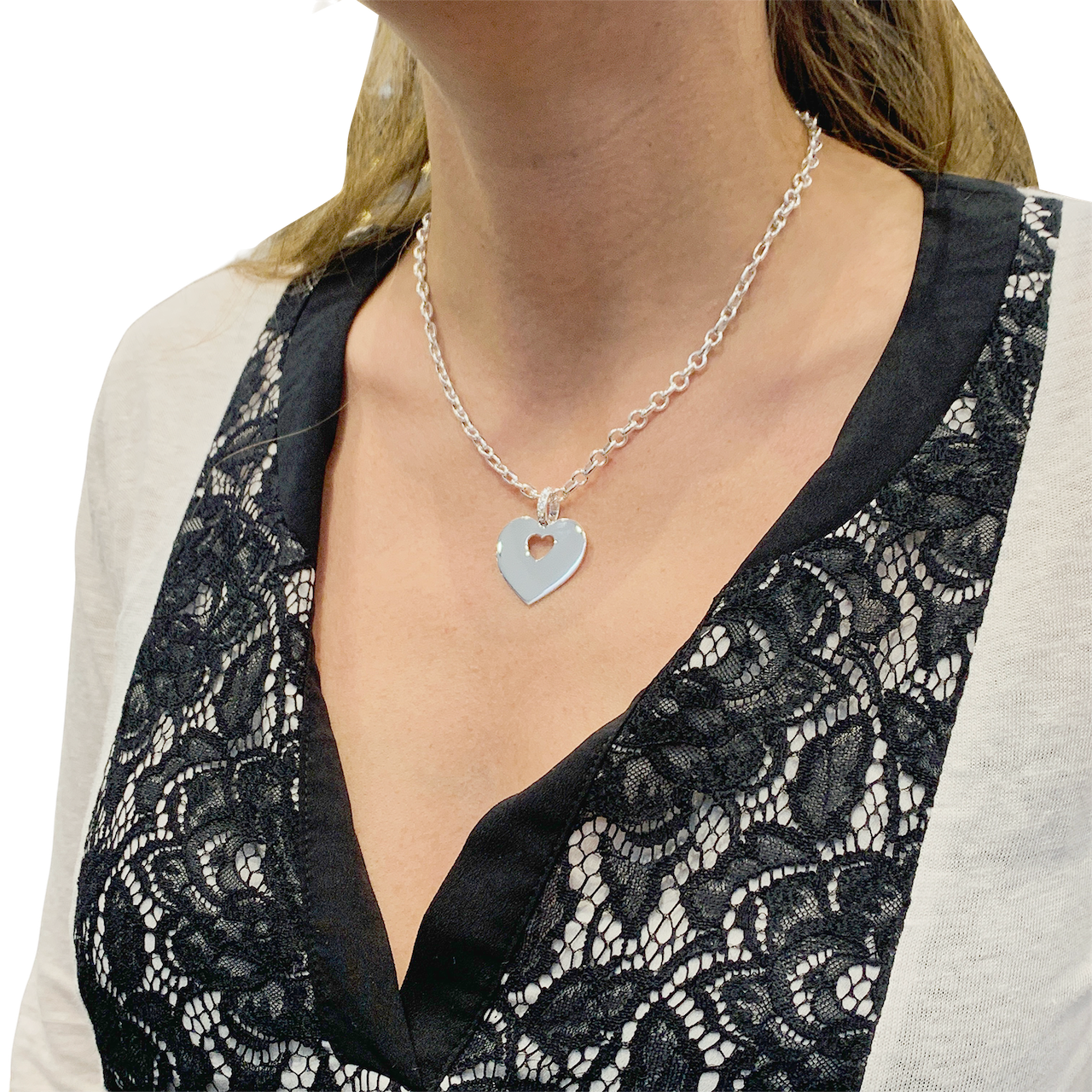 Poiray "Coeur Secret" necklace in white gold and diamonds.