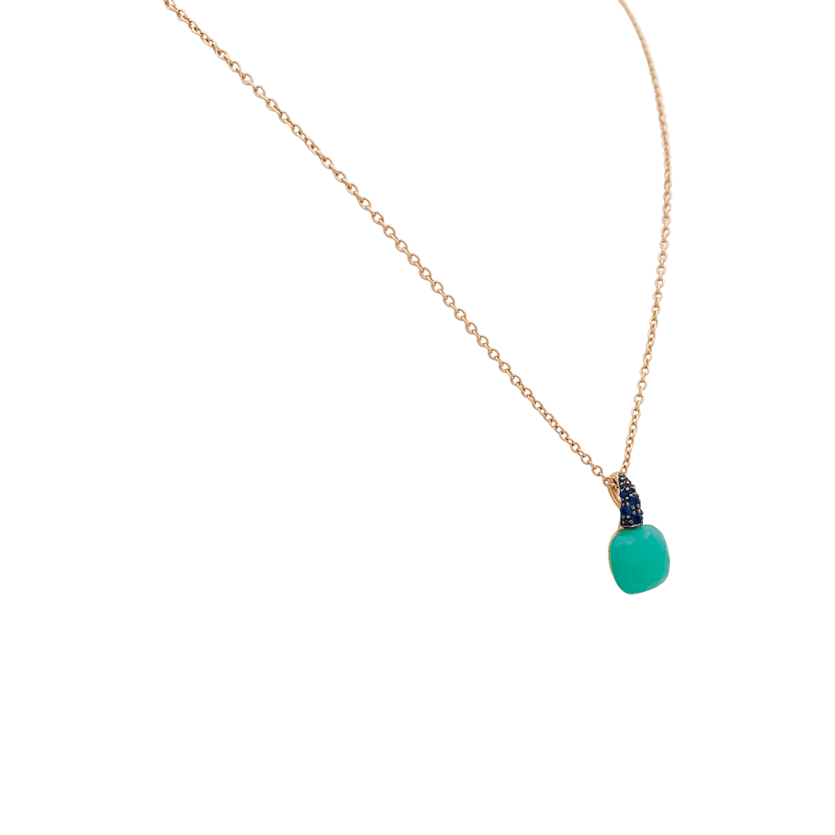 Collier Pomellato "Capri" or, chrysoprase, saphirs. - Maison Eloe