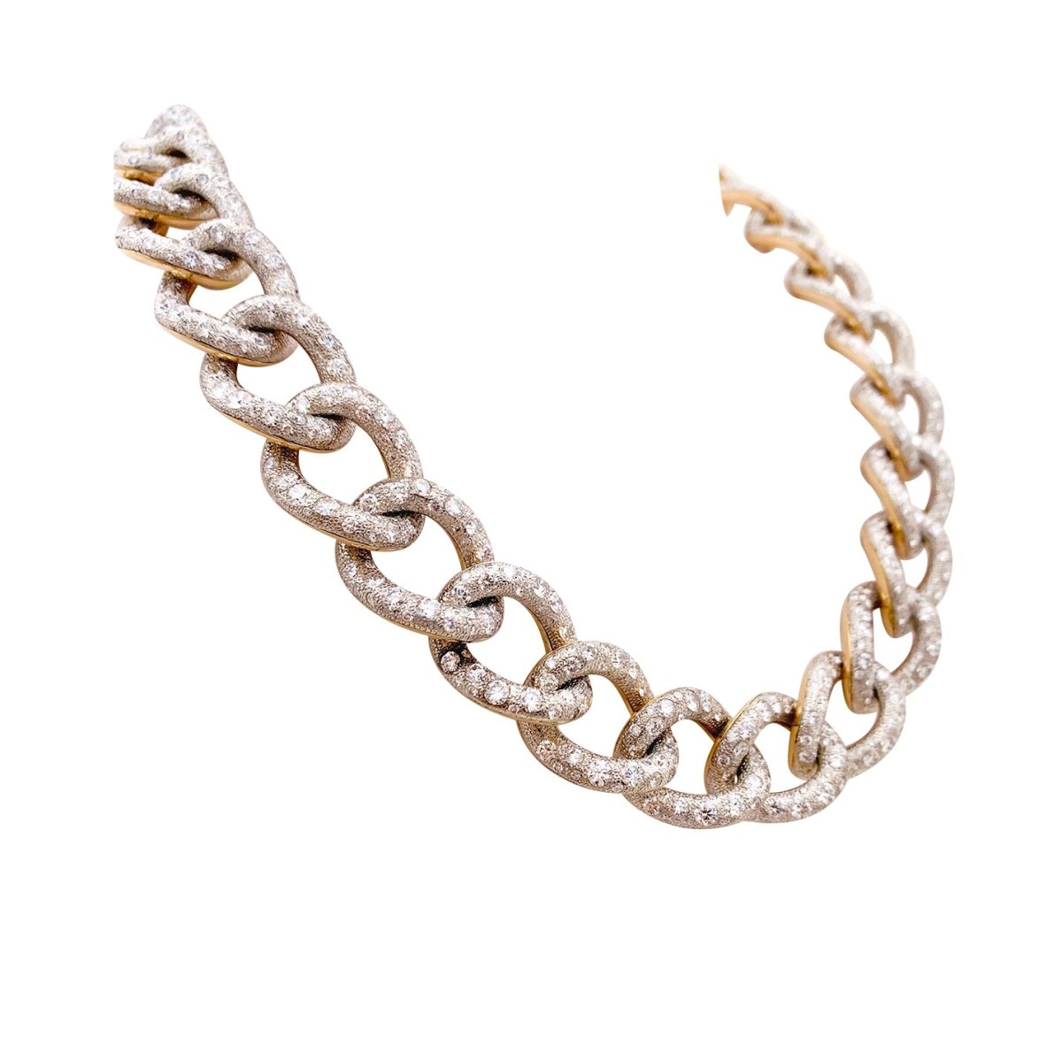 Collier Pomellato, "Catene", or rose et blanc, diamants. - Maison Eloe