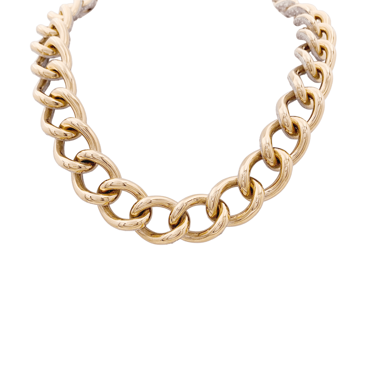 Collier Pomellato, "Catene", or rose et blanc, diamants. - Maison Eloe