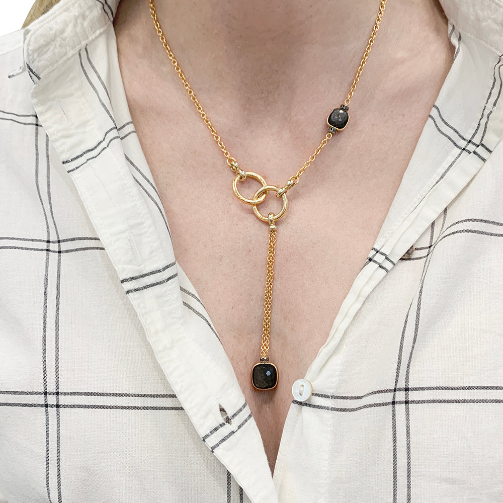 Pomellato necklace, "Nudo", rose gold, obsidians, black diamonds.
