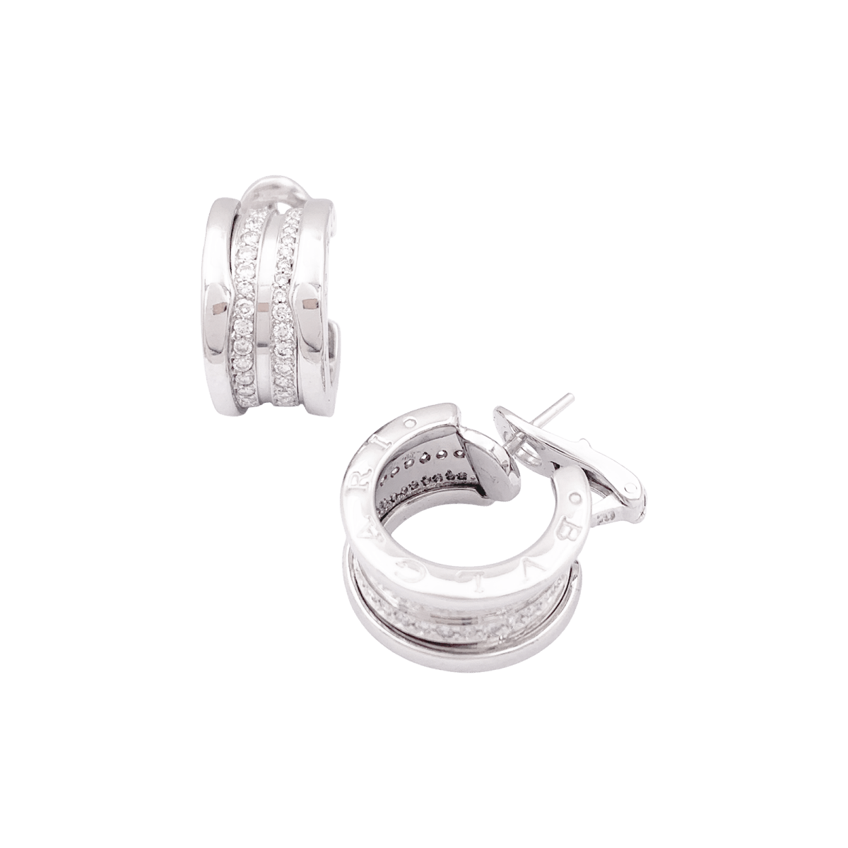 Créoles Bulagri "B.Zero1" or blanc, diamants. - Maison Eloe