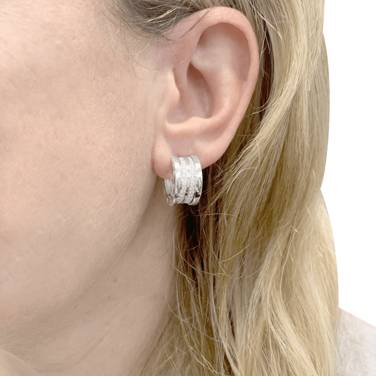 Créoles Bulagri "B.Zero1" or blanc, diamants. - Maison Eloe