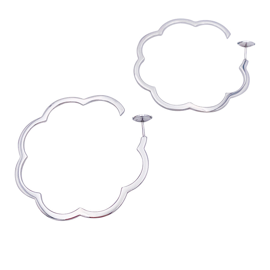 Chanel "Camellia Profile" hoop earrings, white gold.