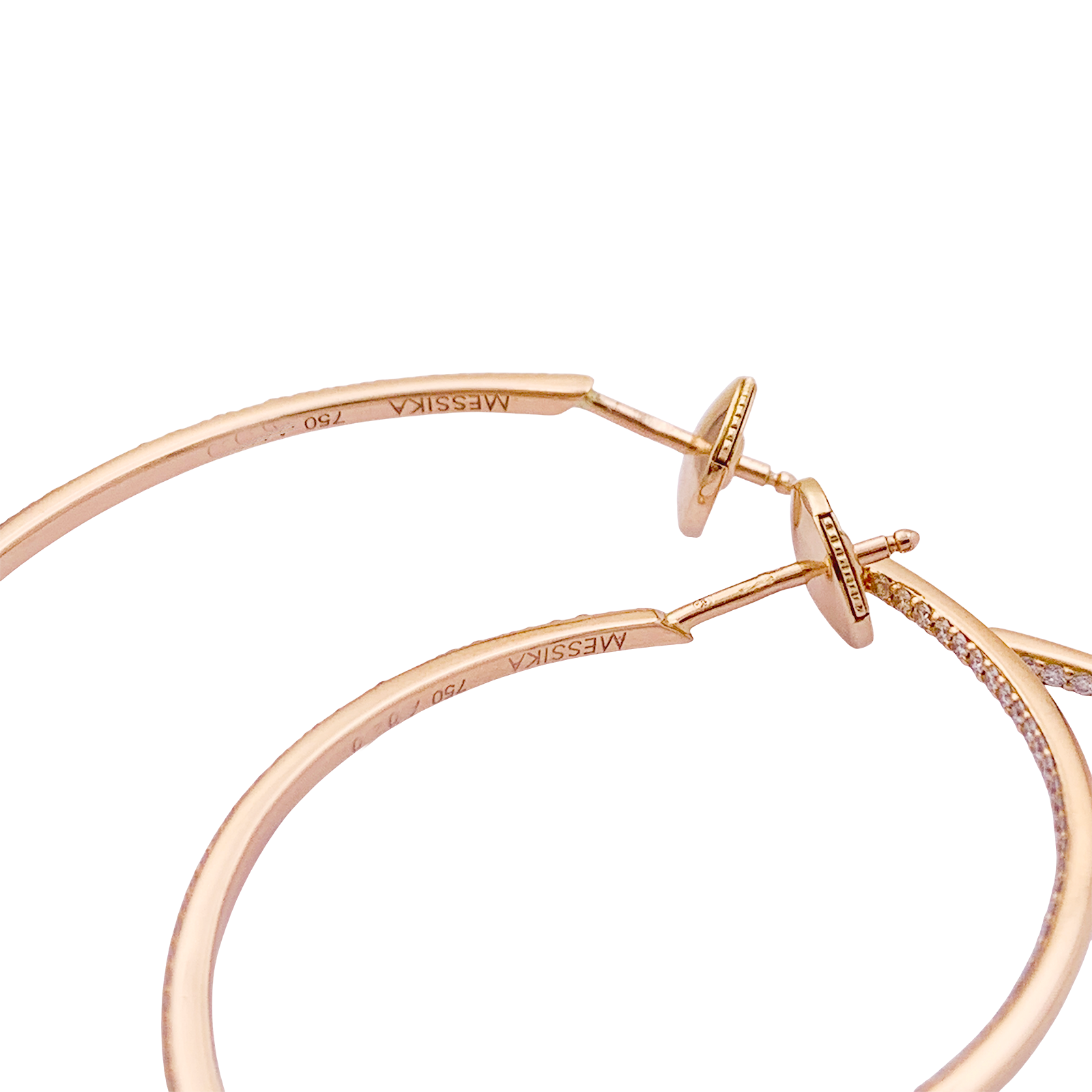Messika "New Gatsby" hoop earrings in rose gold and diamonds.