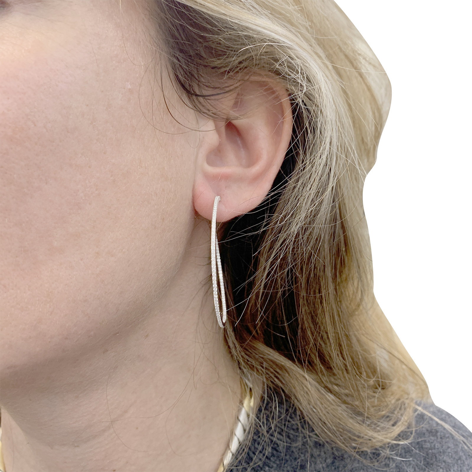 Messika "New Gatsby" hoop earrings in rose gold and diamonds.