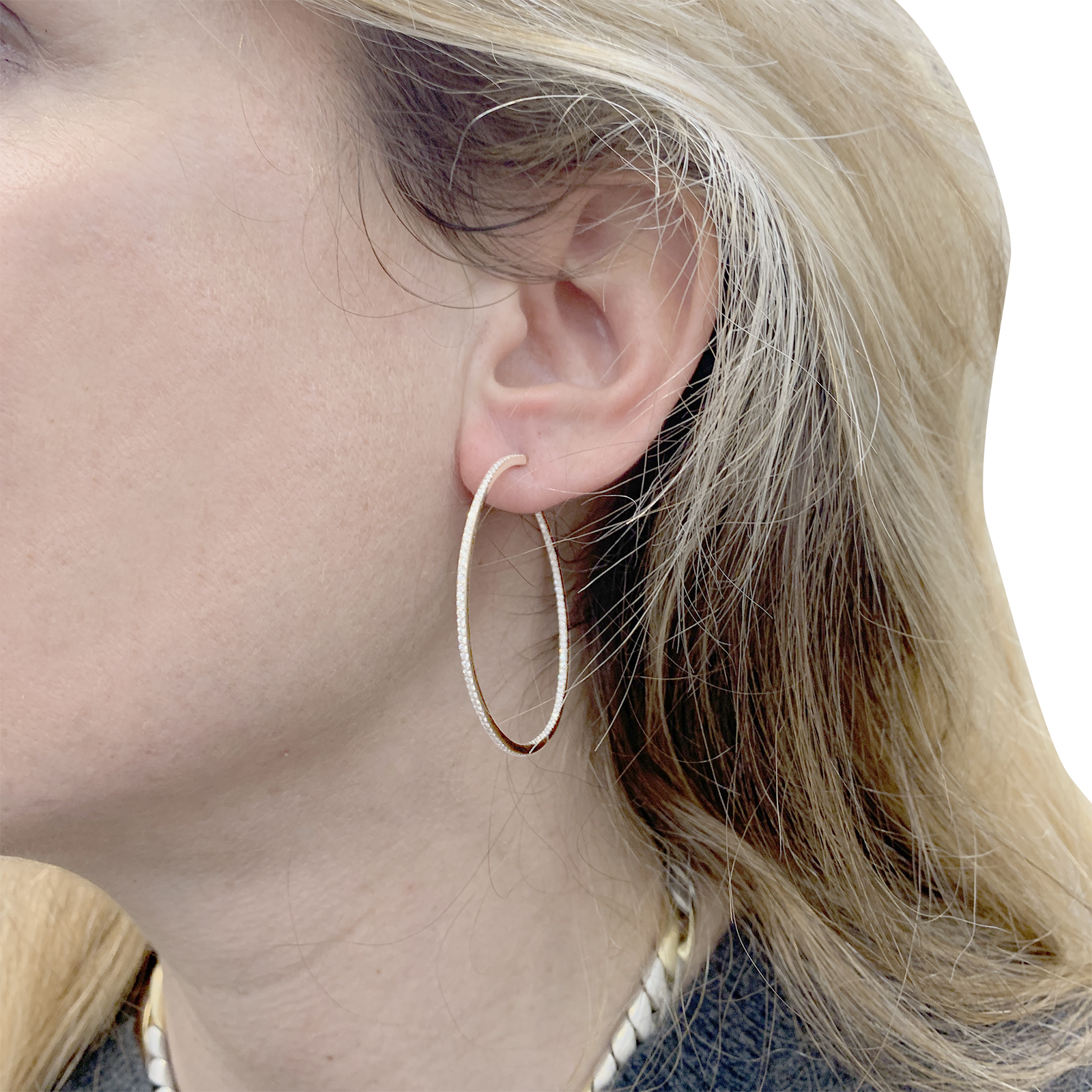 Messika "New Gatsby" hoop earrings in rose gold and diamonds.