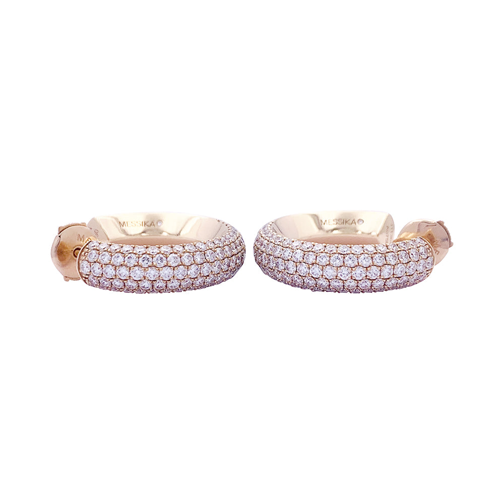 Messika "Divine Enigma" hoop earrings in rose gold and diamonds.