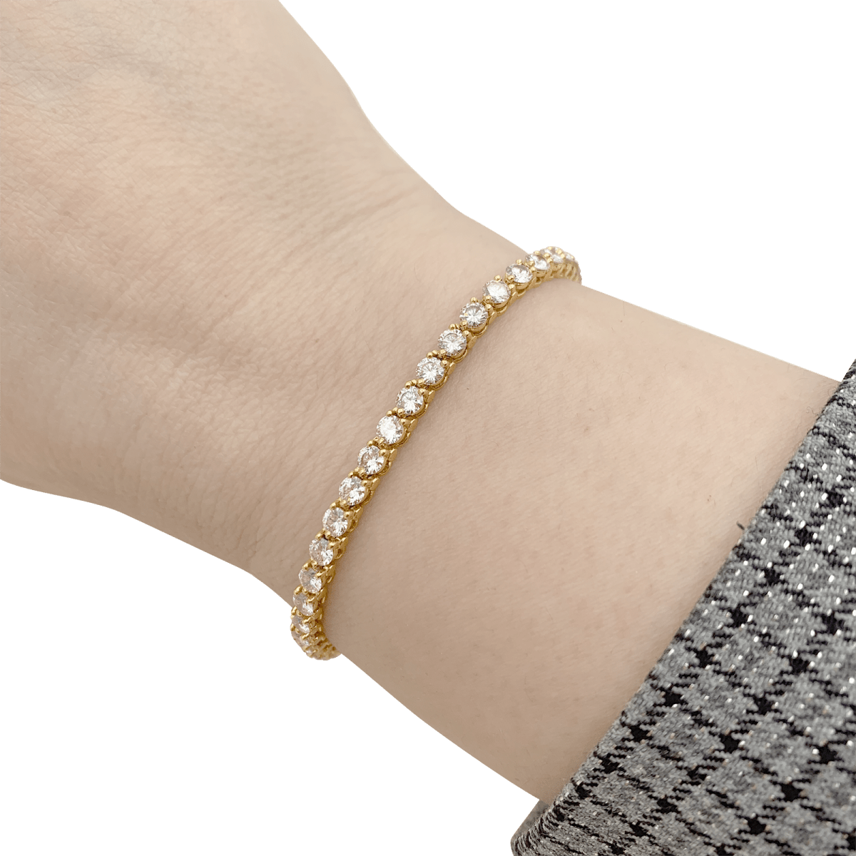 Bracelet Ligne tennis Cartier or jaune, diamants. - Maison Eloe