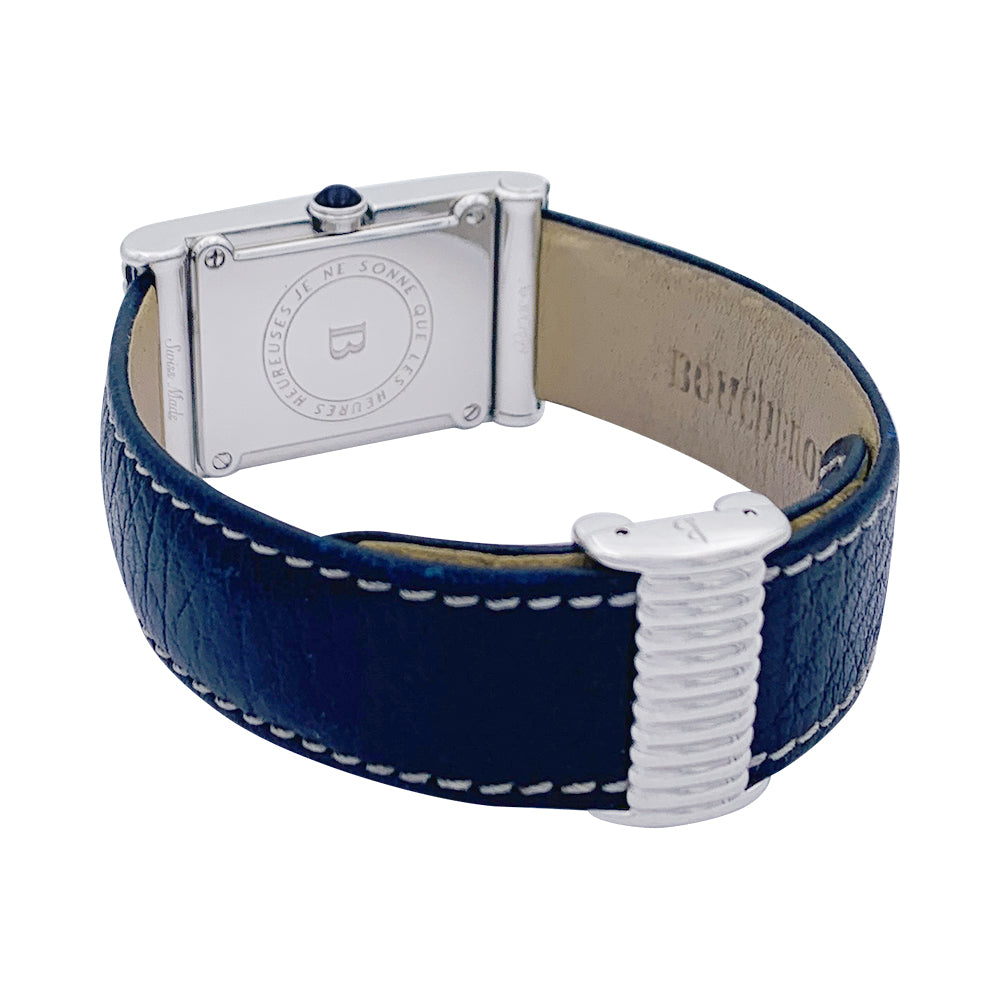Boucheron watch, "Reflet", steel, leather.