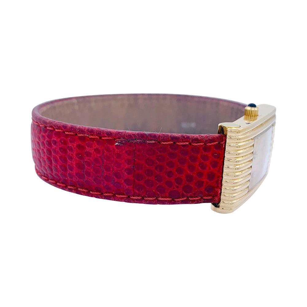 Boucheron watch, "Reflet", yellow gold, leather.