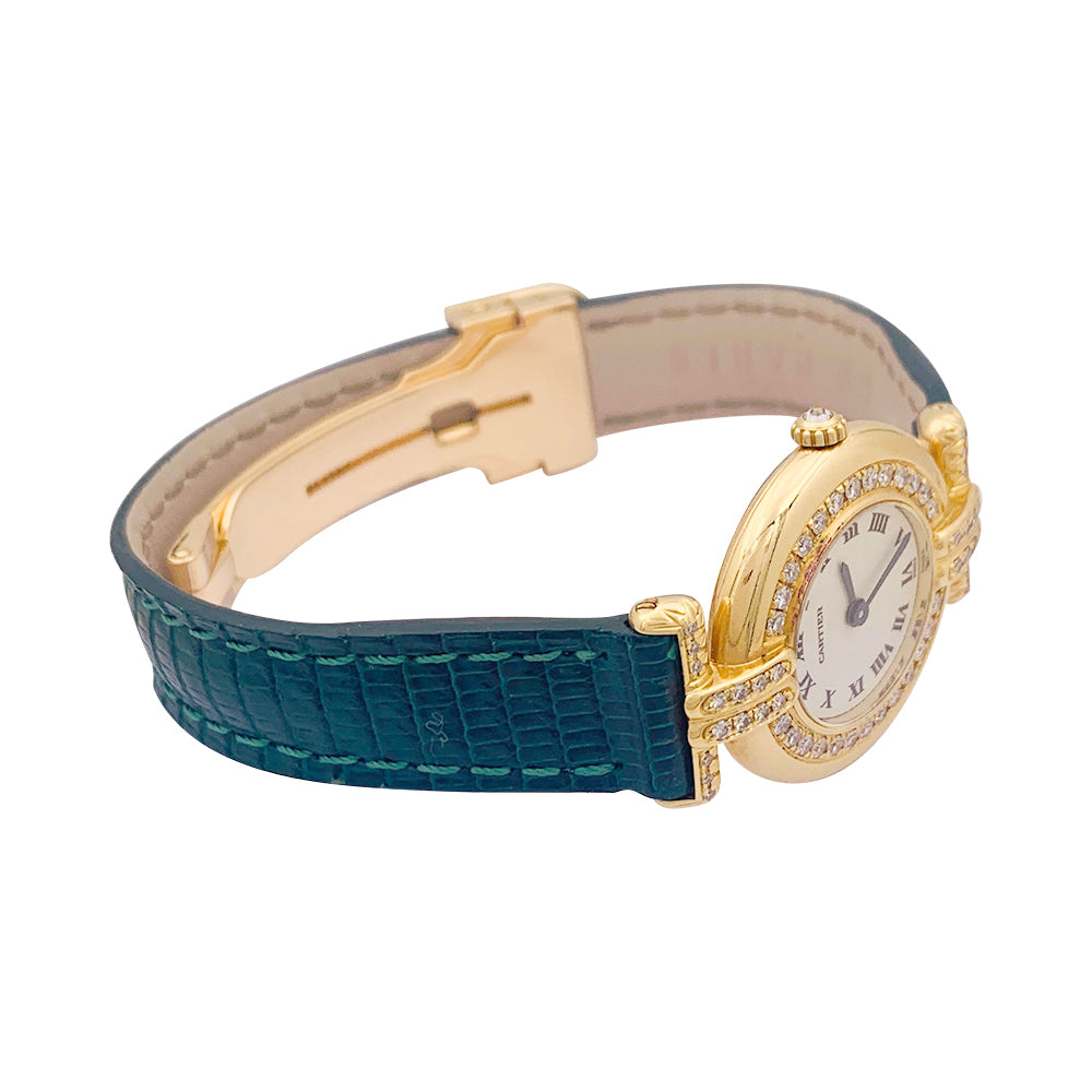 Cartier "Colisée" watch, yellow gold, diamonds, leather.