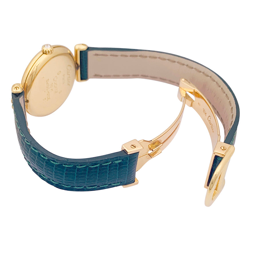 Cartier "Colisée" watch, yellow gold, diamonds, leather.
