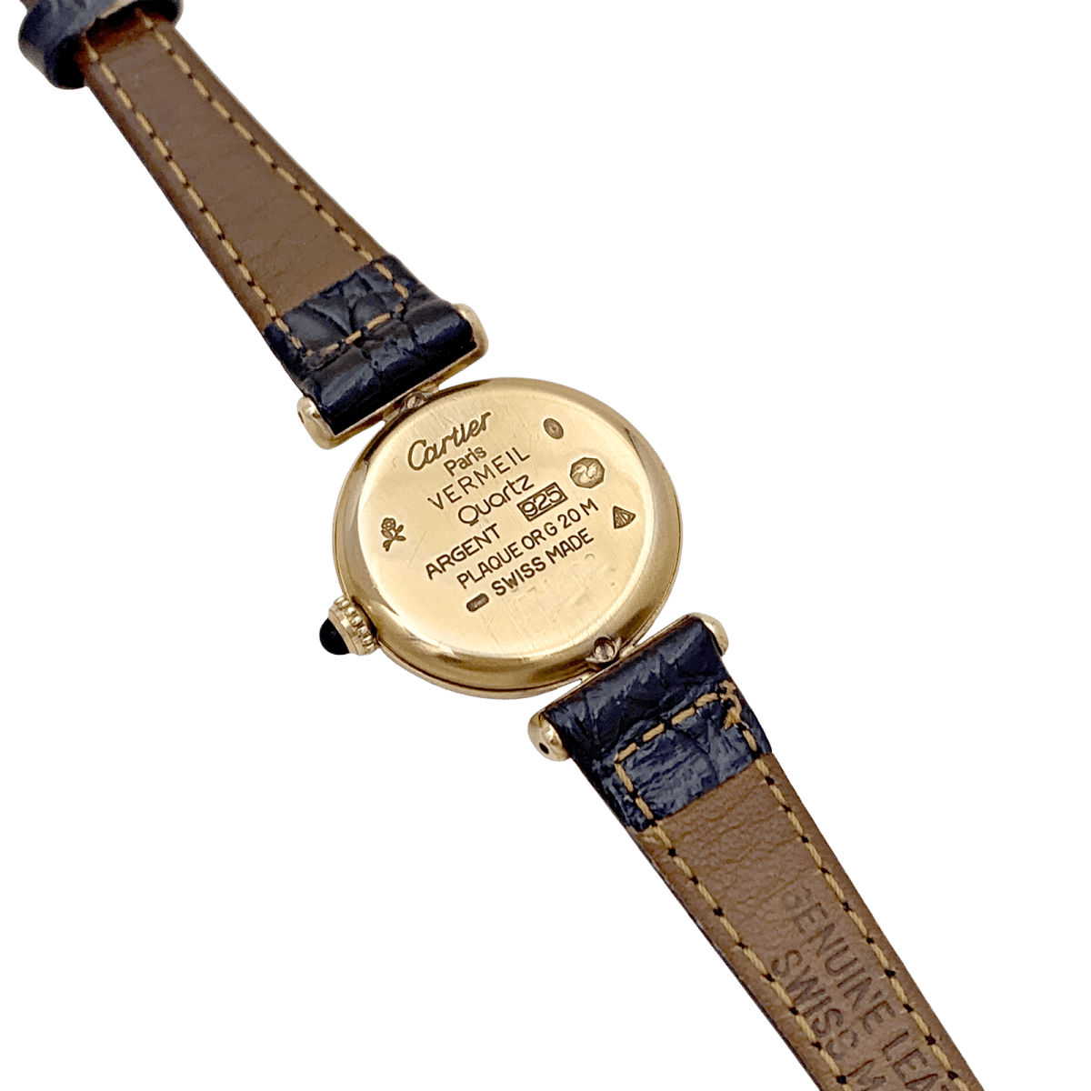 Montre Cartier "Colisée Must" vermeil, cuir. - Maison Eloe