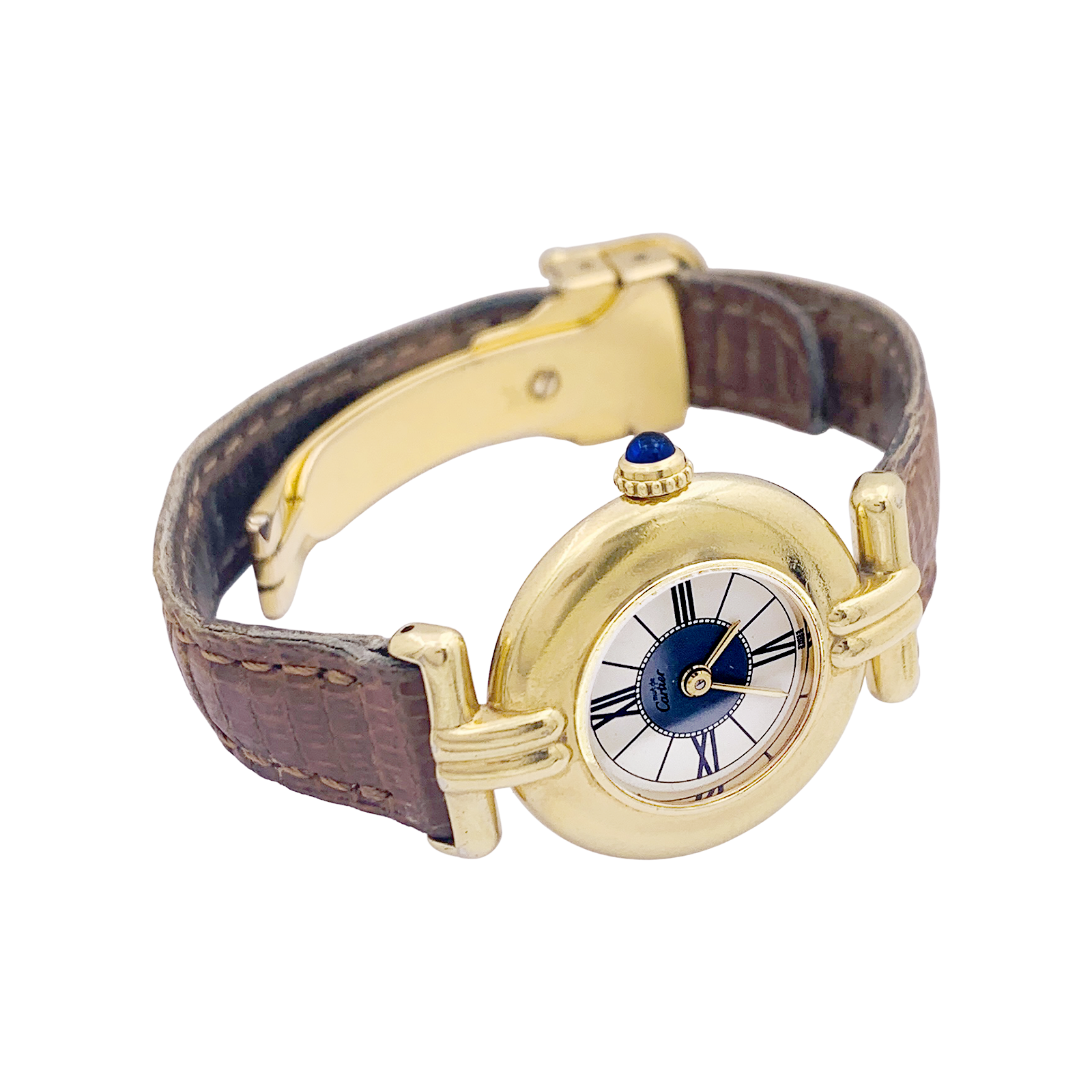 Cartier "Colisée Must" vermeil watch, leather.