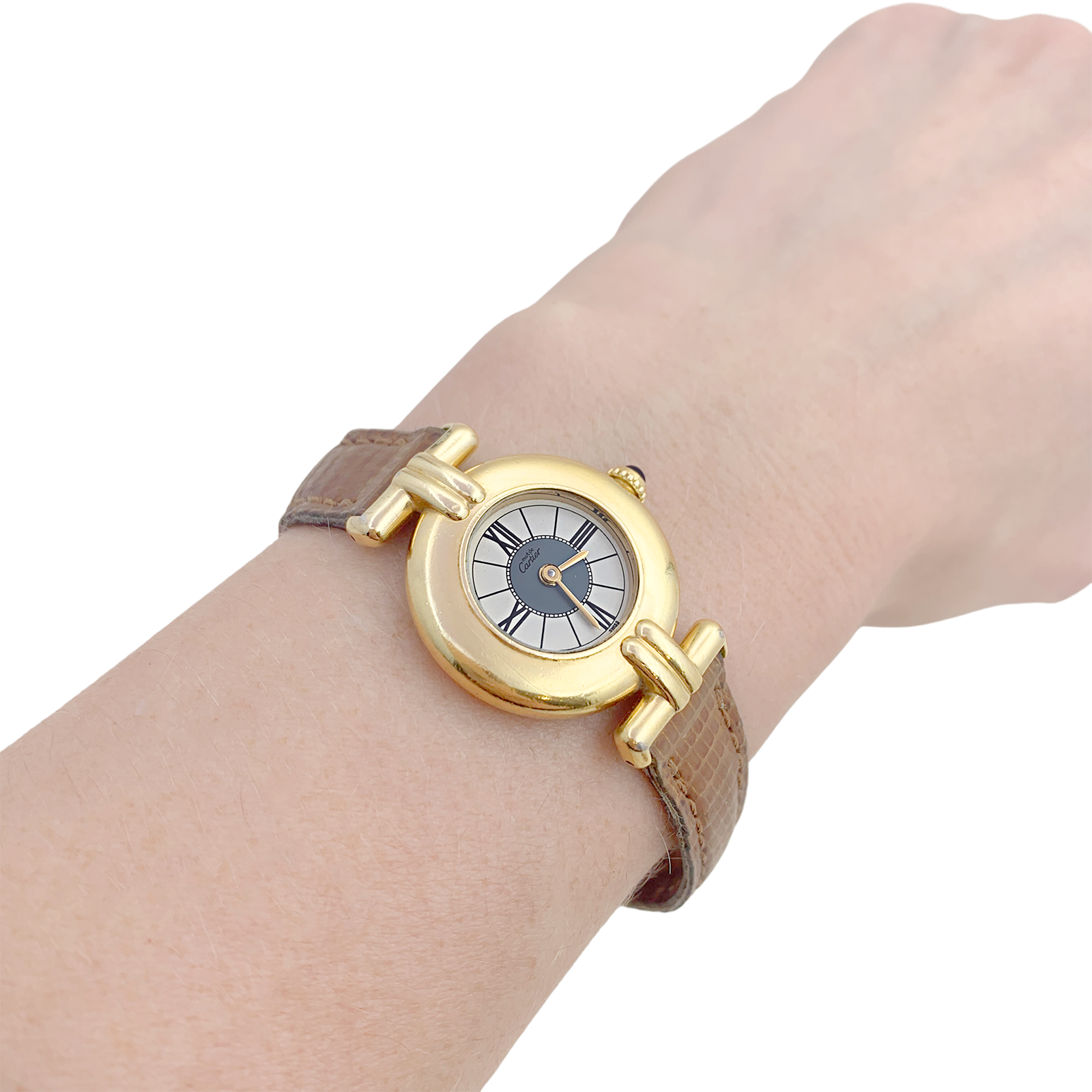 Cartier "Colisée Must" vermeil watch, leather.