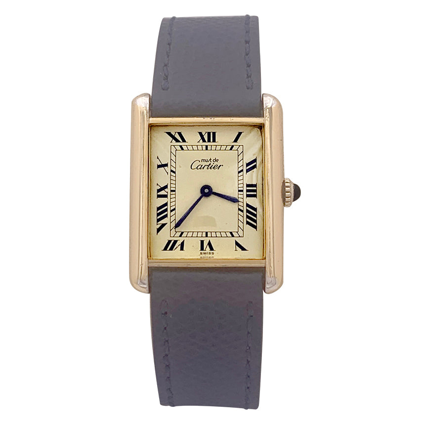 Cartier watch, "Tank Must de Cartier", gold and silver plated, leather.