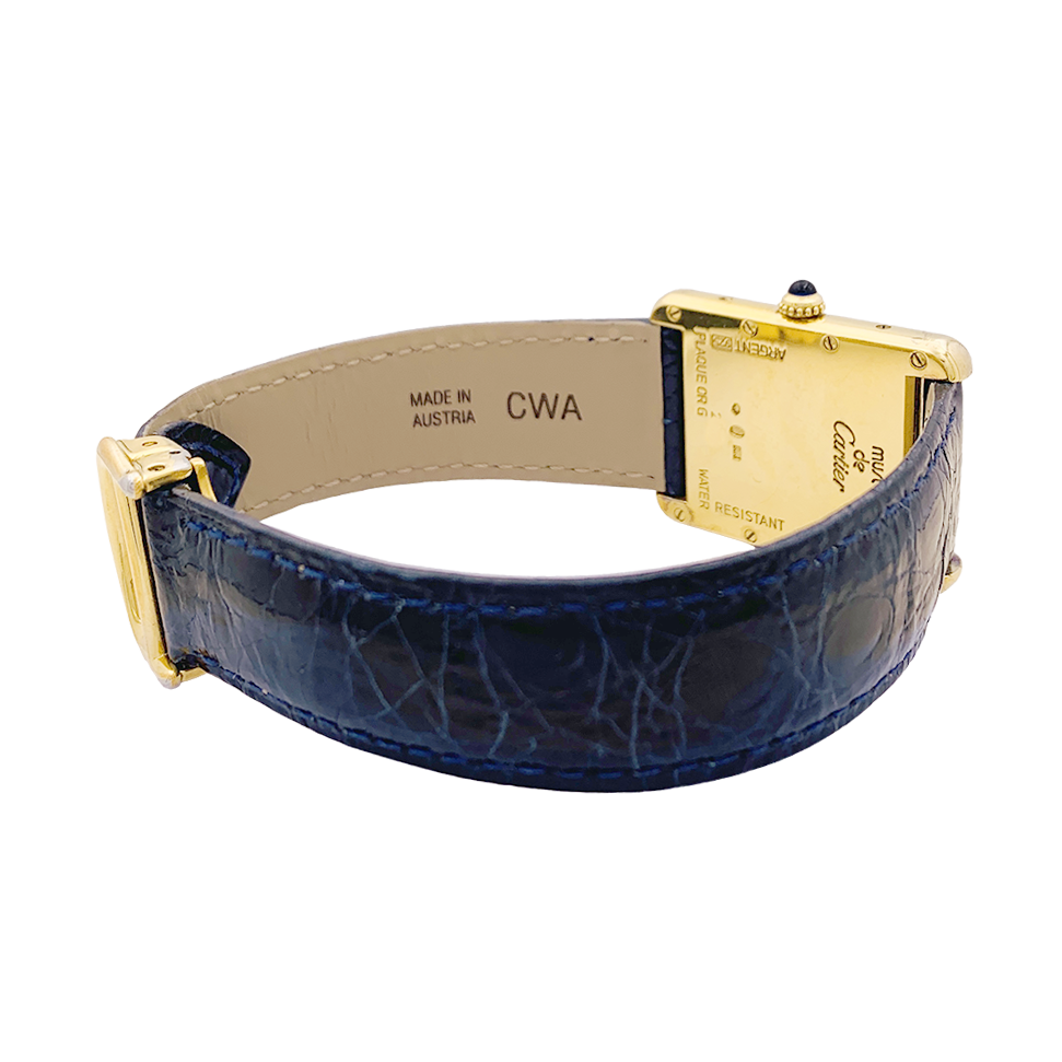 Cartier watch, "Must de Cartier", gold and silver plated, leather.