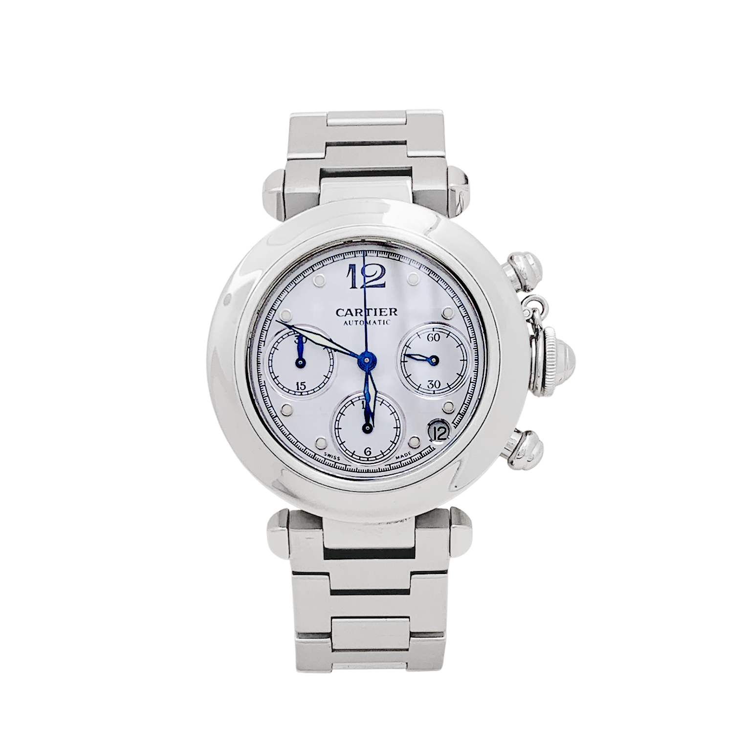 Cartier "Pasha" steel watch.