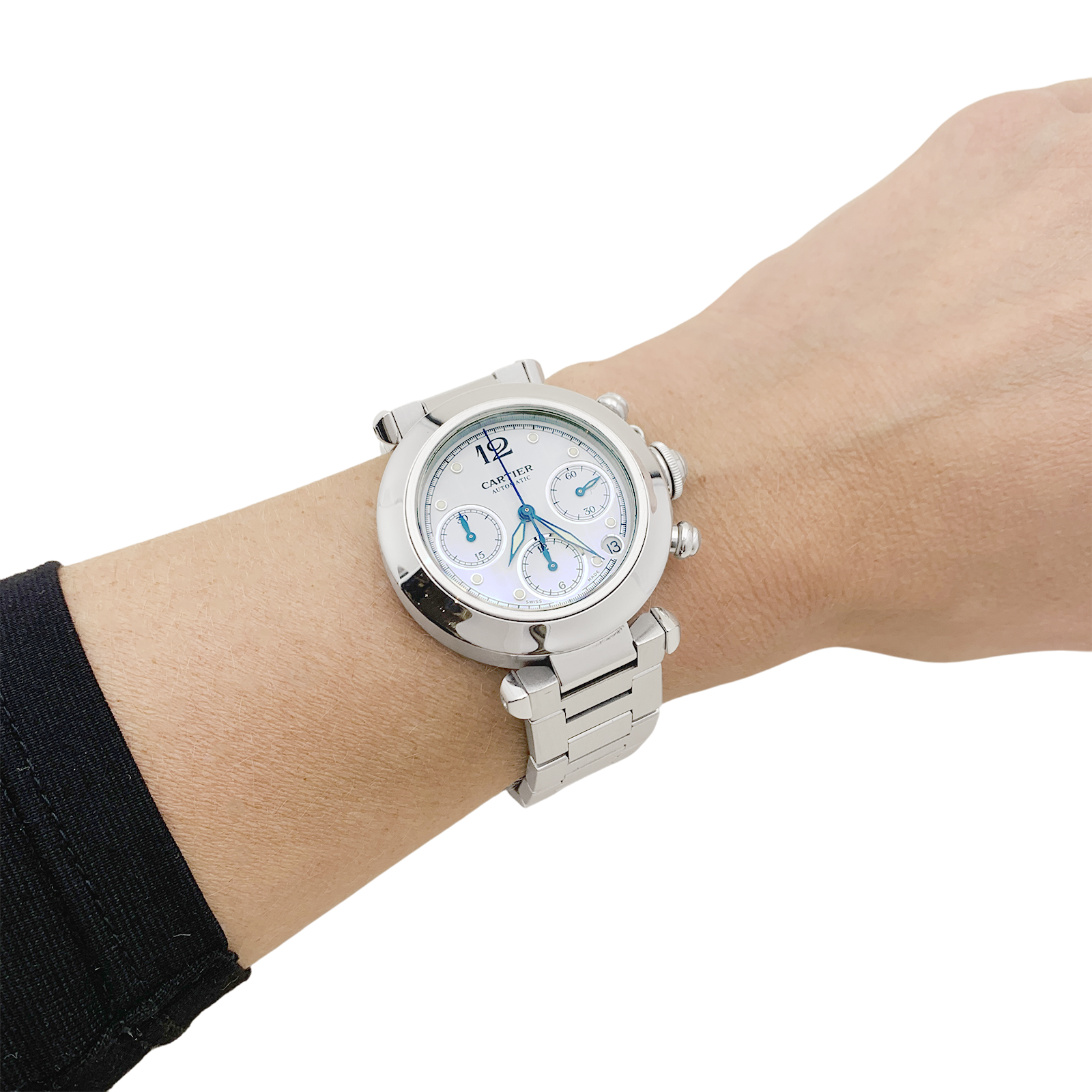Cartier "Pasha" steel watch.
