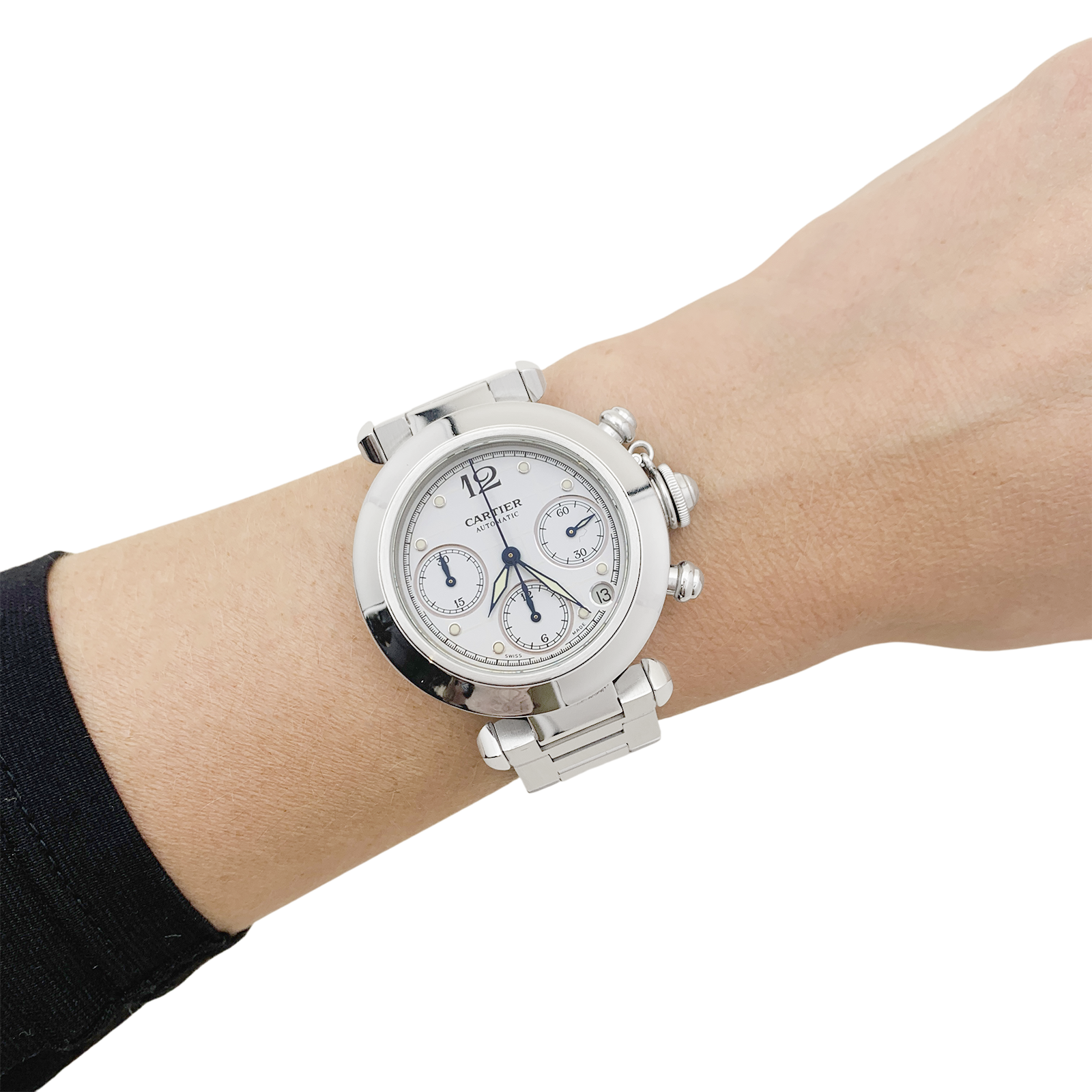 Cartier "Pasha" steel watch.