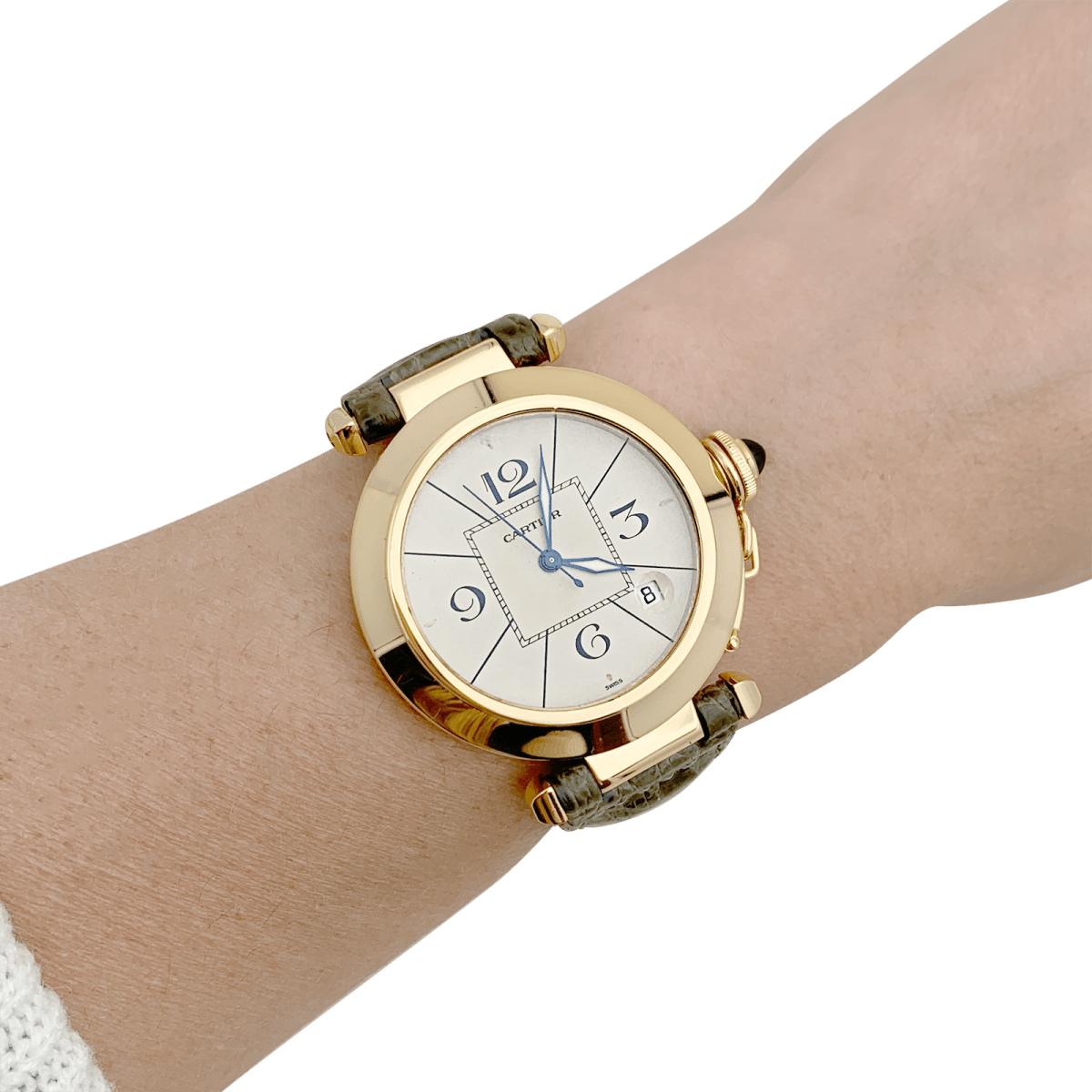 Montre Cartier "Pasha" or jaune, cuir. - Maison Eloe