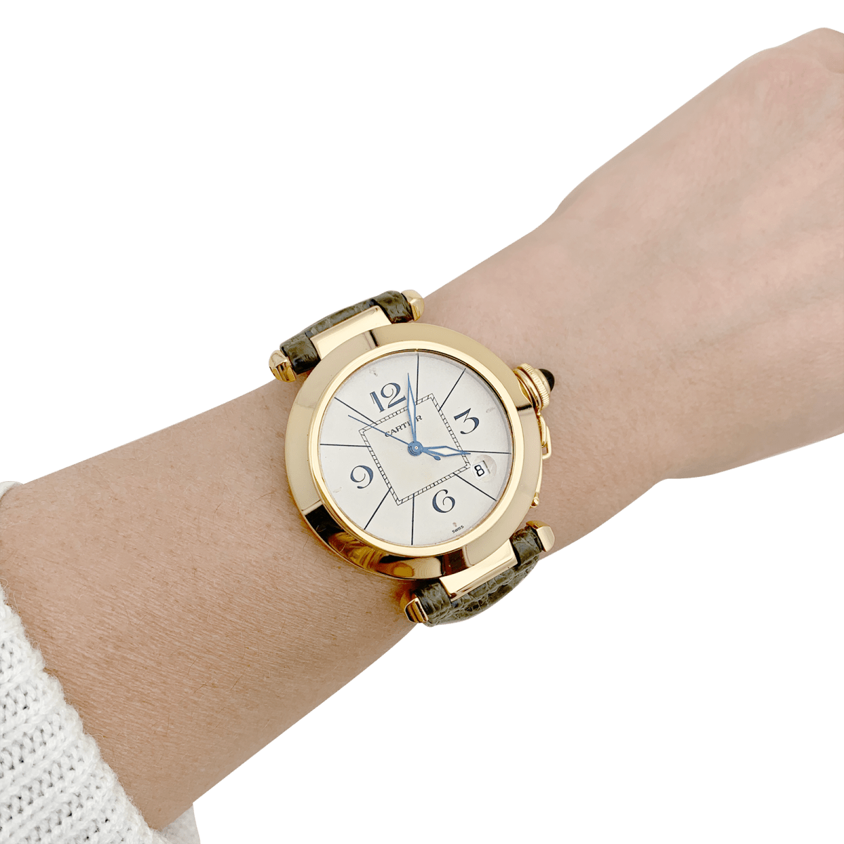 Montre Cartier "Pasha" or jaune, cuir. - Maison Eloe