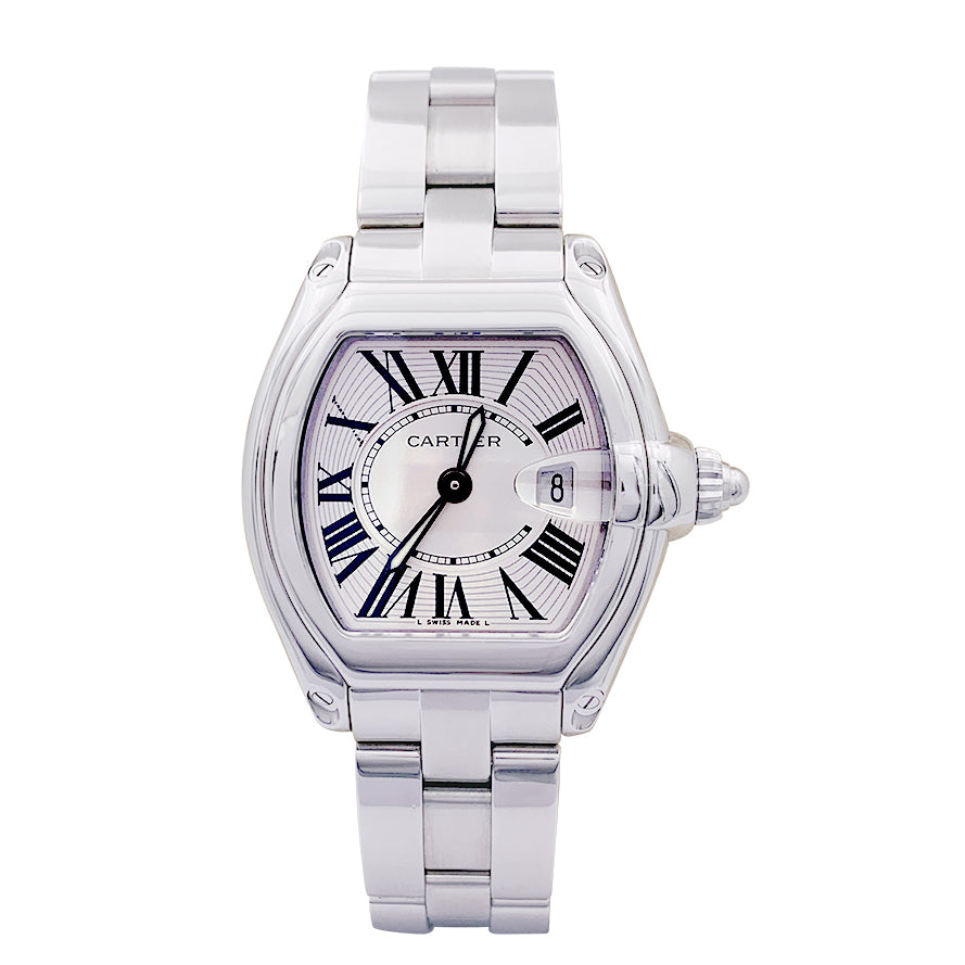 Cartier watch, "Roadster", steel on steel.