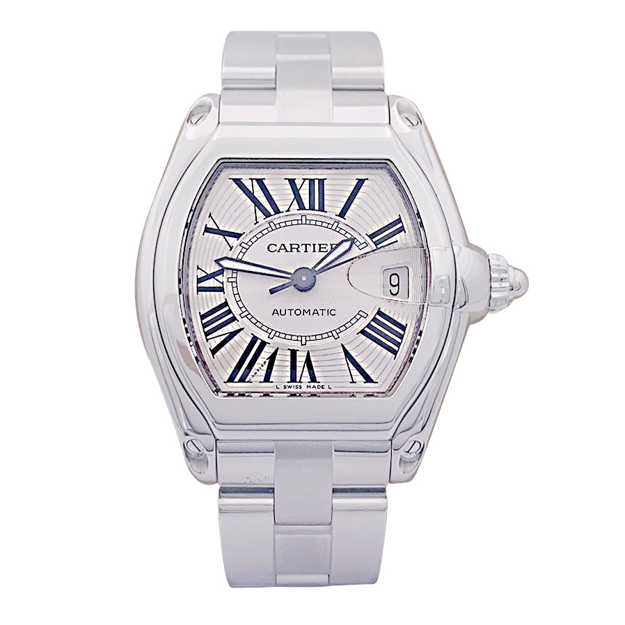 Cartier watch, "Roadster", steel on steel.