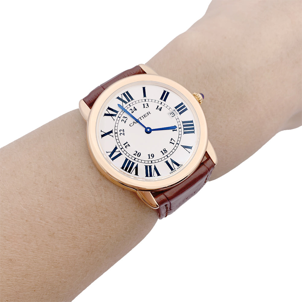 Cartier "Ronde Solo" watch, pink gold, leather.