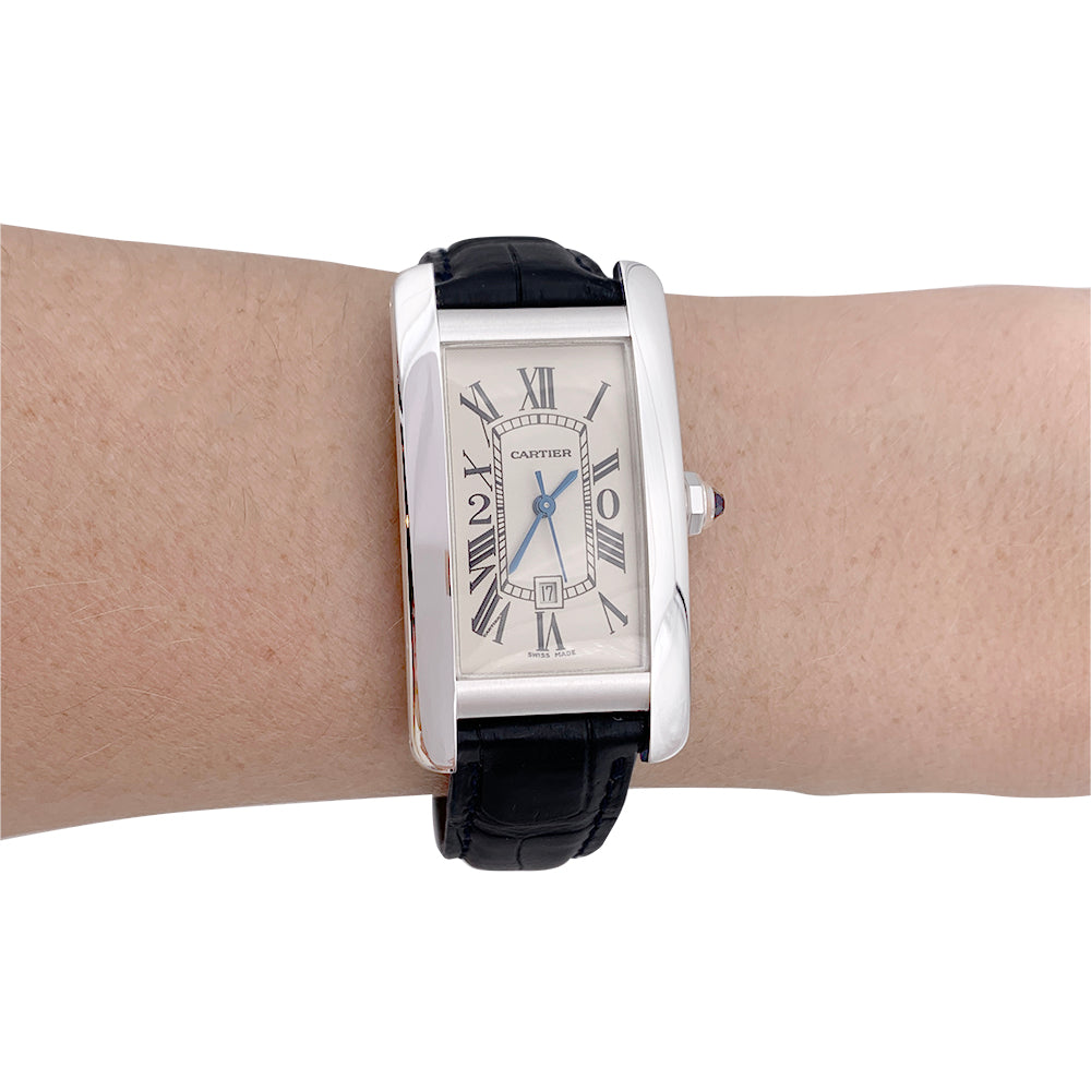 Cartier watch, "Tank Américaine", white gold.